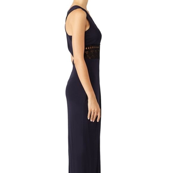 CUT 25 Illusion Lace Evening Gown Formal Dress Navy Black 2 NWT Wedding Prom - Picture 6 of 10